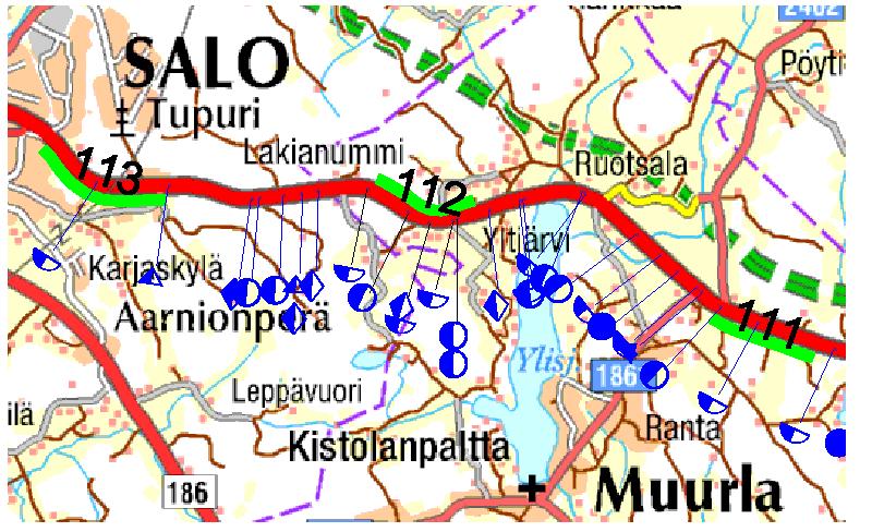 Ohituskaistoilla varustettujen tiejaksojen turvallisuus 35 TULOSTEN ANALYSOINTI Ohituskaista nro 112 Ylisjärvi Ohituskaistalla on tapahtunut 6 henkilövahinkoon johtanutta onnettomuutta.