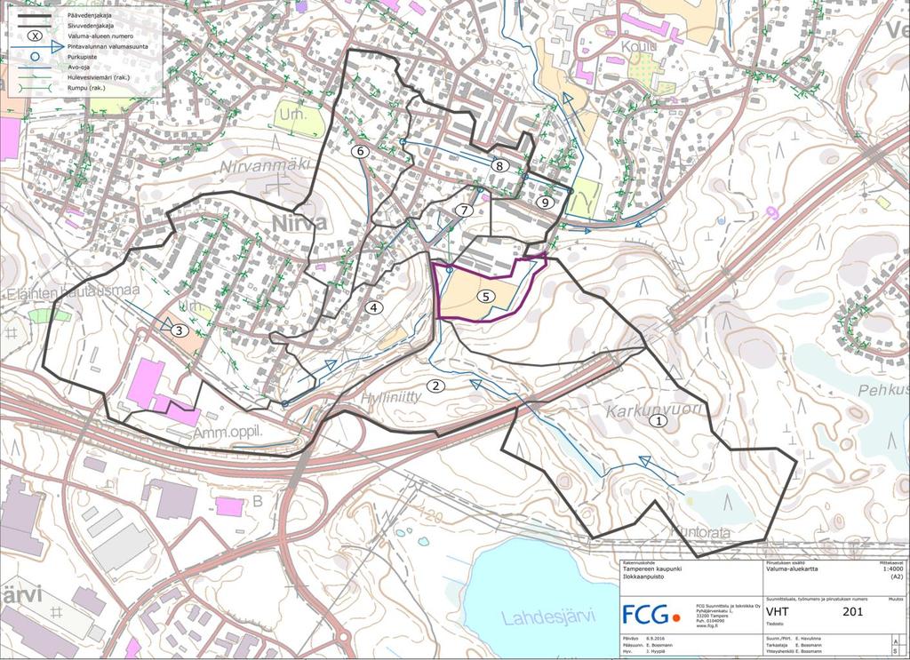 F UUNNITTLU JA TKNIIKKA OY Loppuraportti ()... aluma-alueet ja -reitit uunnittelualue sijaitsee ihiojan valuma-alueella.