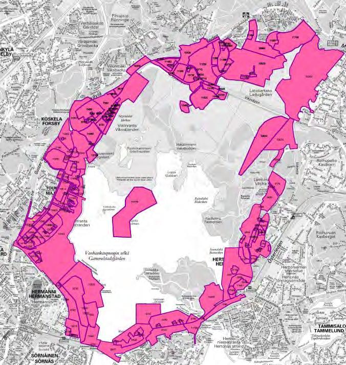 Kuva 3.47. 4.47. Vanhankaupunginlahden ympärillä voimassa olevia olevia asemakaavoja.