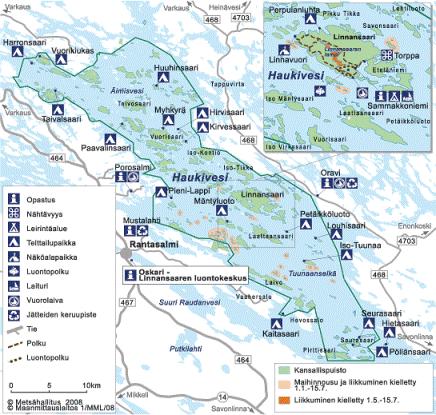 7 LINNANSAARI, LEIVONMÄKI JA KOLI KANSALLISPUISTOJEN KIRJO Tarkasteltavat kolme puistoalueille on yhteistä se, että ne ovat kooltaan suhteellisen pieniä, vain noin 30 km2, ja sijaitsevat