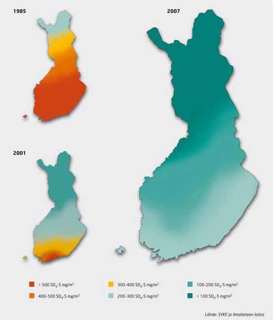 >500 SO 4 -S mg/m 2 >300-400 SO 4 -S mg/m 2 >100-200 SO 4 -S mg/m 2 >400-500 SO 4 -S mg/m 2 >200-300 SO 4 -S mg/m 2 <100SO 4 -S mg/m 2 Kuva 1.