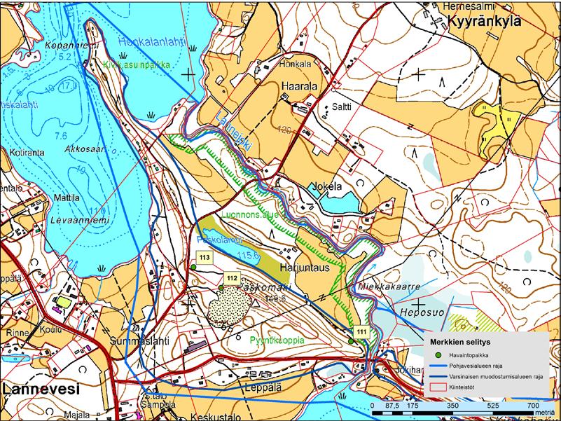 5.2.3 Lannevesi, Saarijärvi Aluekuvaus Lanneveden tutkimusalue on osa pitkittäisharjujaksoa, jossa on kapeita jyrkkärinteisiä selänteitä ja osin deltamaisia levennyksiä.