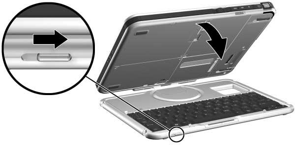 Taulutietokoneen telakoiminen ja telakoinnin irrottaminen Näppäimistö kiinnitettynä Lisävarusteena saatavassa näppäimistössä on telakointiliittimen läpi, jotta taulutietokone voidaan telakoida