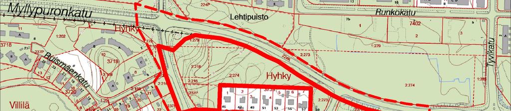 VÄLISELLE VIHERALUEELLE, KAAVA NRO 8524 Kaava-alue lähivaikutusalueineen Viistokuva kaava-alueesta v.