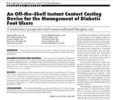 Methods: We prospectively studied 60 patients with DFUs, randomly assigned to 3 different offloading modalities: TCC (group A), walking boot rendered irremovable (i-rwd; group B), and removable