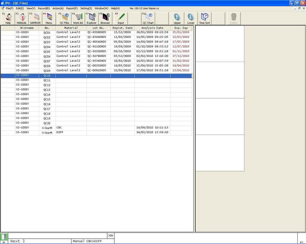 14 QC-files QC-files valikosta voidaan tarkastella aiempia QC-tuloksia kullakin kontrollierällä.