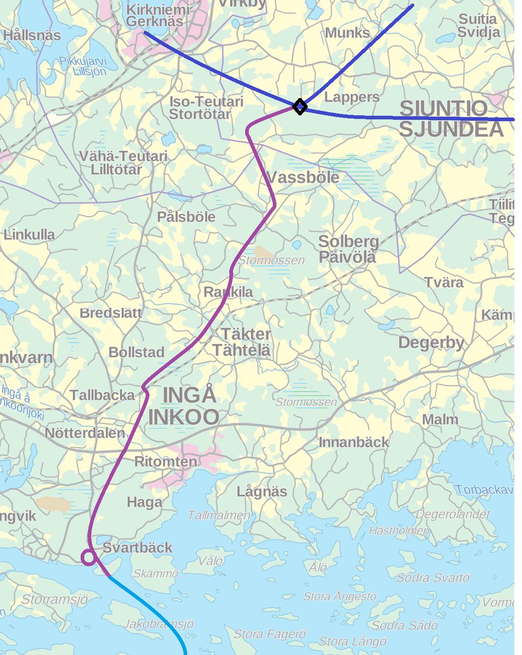 MAAKAASUPUTKEN PERUSTIEDOT Putken pituus: 21 km Halkaisija: DN500 Suunnittelupaine: 80 bar Putken peitesyvyys: min 1,2 m pelloilla, 1,0 m metsässä Materiaali: hiiliteräs Pinnoite: Sisällä maalaus ja