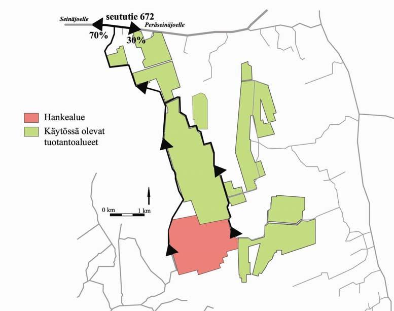 seututiellä 672 seuraavanlainen: Haukinevalta länteen 146 ja itään 130 raskasta ajoneuvoa.