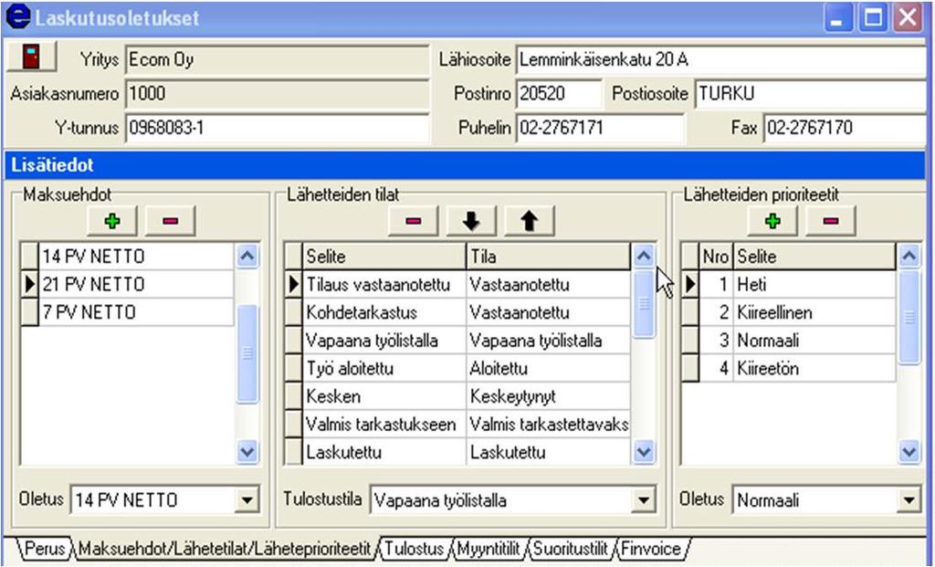 2.26 Tilojen merkitykset Avoin Avoimet tilat on yleistila, jota voi käyttää silloin, kun tiloja ei haluta eritellä tarkkaa Vastaanotettu Tämän ryhmän alle kerätään tilauksen vastaanottoa kuvaavia