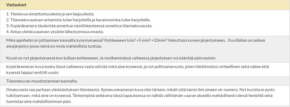 Lennokilla kuvattu ilmakuva Ajoneuvokamera Kypäräkamera Puhuttu tilanneilmoitus Vaarallisten aineiden onnettomuudessa esille nousi kysymys aineen vaarallisuudesta ja sen