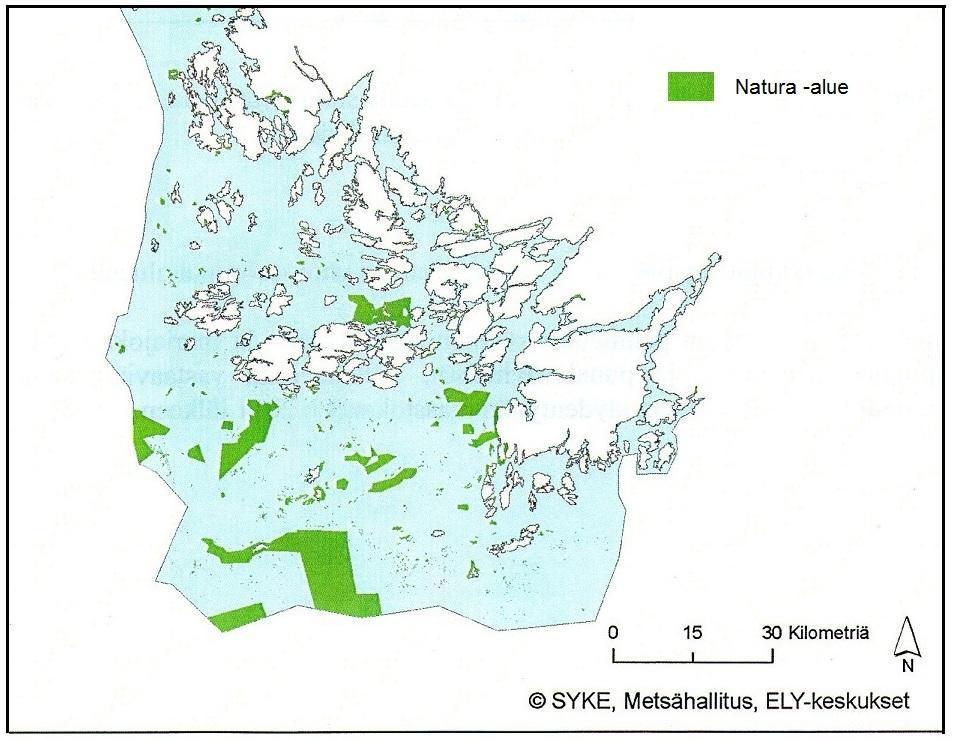 41 4 ARVOKKAITA VEDENALAISLUONTOKOHTEITA SAARISTOMERELLÄ 4.1 Natura alueet ja luontodirektiivin luontotyypeistä fladat Saaristomerellä sijaitsee useita Natura 2000 alueita (Kuva 13).