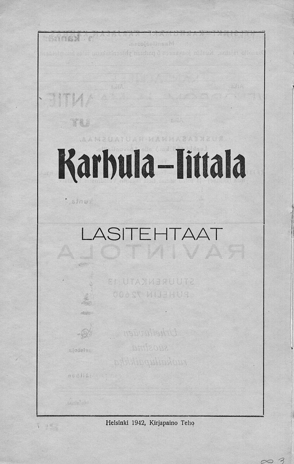 h' Karhula-littala LASITEHTAAT