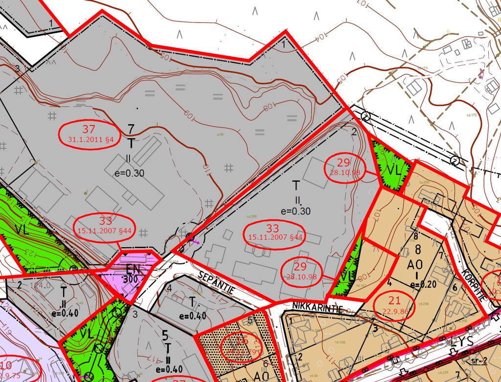 FCG SUUNNITTELU JA TEKNIIKKA OY Kaavaselostus 19 (29) Kuva 31: Voimassa olevien