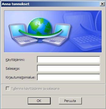 802.1X-asetetuilla Windows XP -työasemilla tulee näkyviin kehoitus antaa käyttäjätunnukset alla olevan kuvion mukaisesti. 49 Windows XP -työasemien lankaverkon 802.