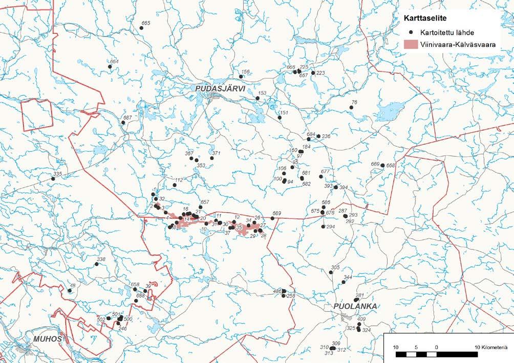 FCG Suunnittelu ja tekniikka Oy Selvitysraportti 2017 21 (50) Kuva 12. Inventoidut lähteet Viinivaara-Kälväsvaaran alueella ja sen ympäristössä. 6.4 Inventointimenetelmät 6.