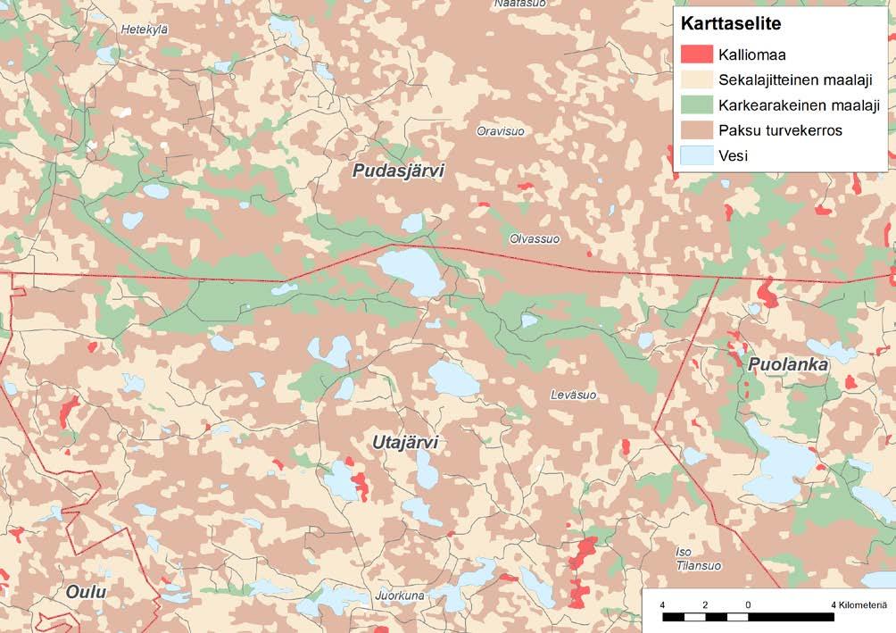 FCG Suunnittelu ja tekniikka Oy Selvitysraportti 2017 9 (50) 4.2 Kallio- ja maaperä sekä vesistöolosuhteet Viinivaara-Kälväsvaaran alue kuuluu ns. pohjagneissialueeseen.