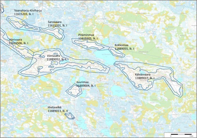 10 (50) Selvitysraportti 2017 FCG Suunnittelu ja tekniikka Oy Alueella on useita pohjavesimuodostumia