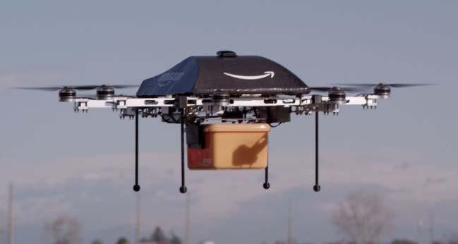 Teknologia Amazon PrimeAir (Yhdysvallat) Amazon on kehittänyt drone-lennokin, jonka avulla se voisi kuljettaa verkkokaupan tilauksia jopa puolessa tunnissa suoraan asiakkaalle.