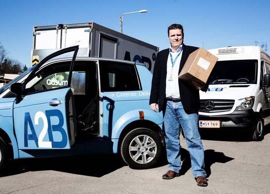 Teknologia A2B biokaasu- ja sähköautot (Helsinki) Suomalainen jakeluyritys, jonka tavoitteena on täysin päästöttömät kuljetukset Kalustona 28