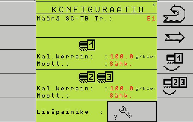 Kokoonpano 4 1 2 3 2. Kalibrointikerroin Tässä tallennetaan kalibrointinäytteestä lannoitteelle laskettu paino grammoina kierrosta kohti.