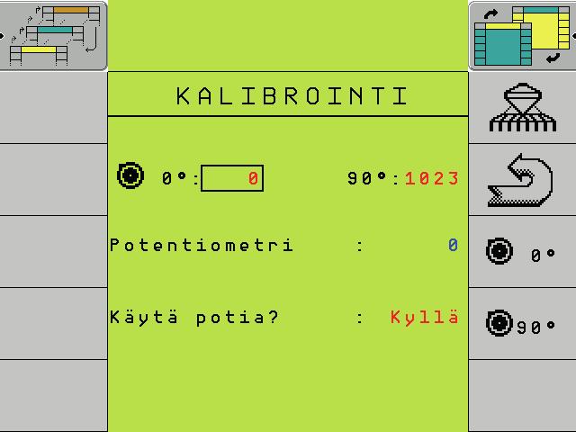 100 metrin matkan ajaminen Kiertokytkimen kalibrointi (Maestro SW) Kiertokytkin on kalibroitava huolto- tai asetustöiden jälkeen. Kiertokytkin on kalibroitava 0 ja 90 asteeseen.