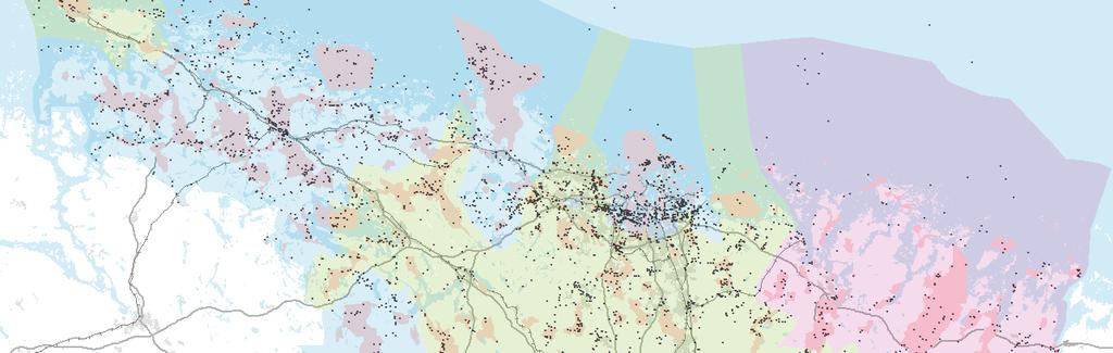 vaihemaakuntakaavassa Kulturmiljöer av intresse på landskapsnivå i etapplandskapsplan 4 för Nyland Alueet jotka inventoitu vuosina 2010-2016 Områdena som inventerats åren 2010-2016 Historiallisen