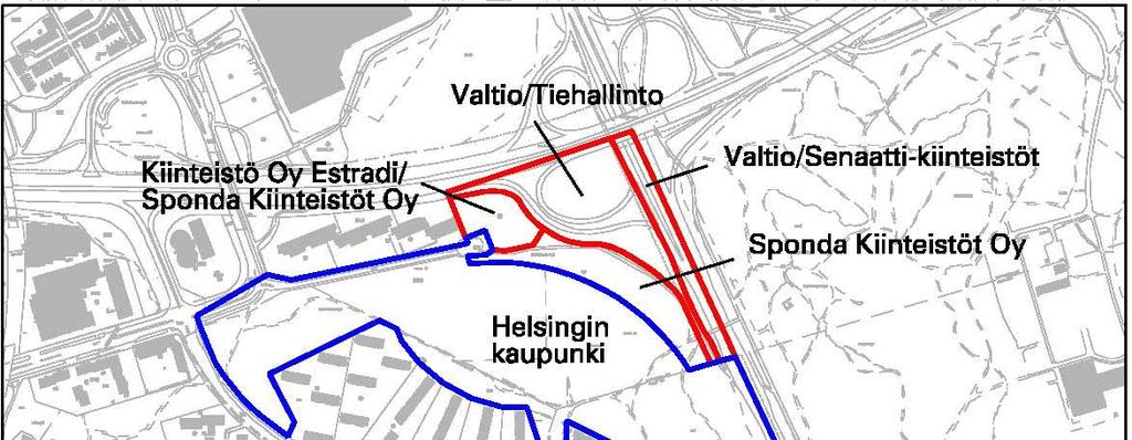 7 Maanomistus ja vuokrasopimukset Kaupunki omistaa suurimman osan suunnittelualueesta mukaan lukien Walentin Chorellin tien itäpuolella olevat toimitilatontit.