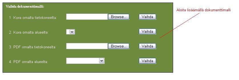 halutaan lisätä dokumenttisivu, täytyy sivumalleista valita kuudes, eli dokumenttimalli. Lopuksi painetaan Jatka -nappia. 4.2.