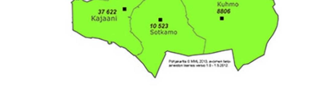 Maakunnan väkiluku vuoden 2015 lopussa oli noin 70 300 (kuva 1) ja kokonaispinta-ala on noin 22 687 km 2.