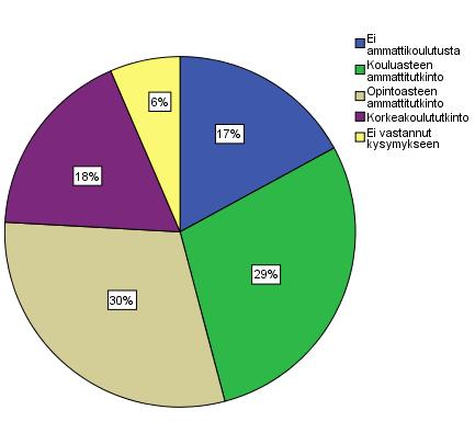 29 Vastaajista 77-prosentilla oli ammattitutkinto.