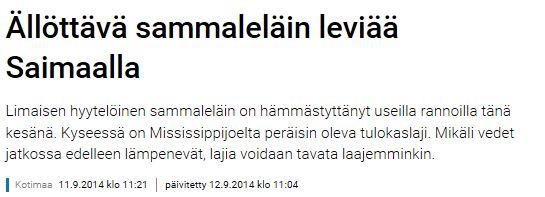 Esimerkkejä haitallisista vieraslajeista YLE 11.9.