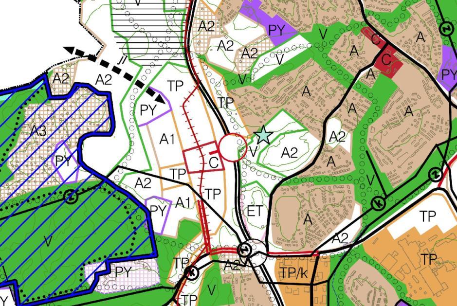 Yleiskaava 3 (5) Suunnittelualue on Espoon eteläosien yleiskaavassa (2010) pääosin keskustatoimintojen ja lähipalveluiden aluetta C.