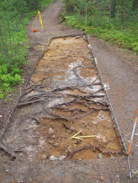 Tien pintakerrosta kuorittiin lapioilla noin kolmen senttimetrin paksuinen kerros (krs. 0), jonka jälkeen aluetta alettiin kaivamaan 10 cm:n kerroksissa kaivauslastoilla.