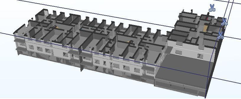 27 Kuvassa 20 on vaakasuuntainen 3D-leikkaus inventointimallista, joka on esitetty Tekla BIMsight -ohjelman avulla.