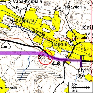 9 Kartta paikat 3-6 1:10 000 7 Riihenpohja x 6798 028 y 2479 072 Matala kiven ja maan sekainen röykkiömäinen rakenne Tanskan talon pihamaan