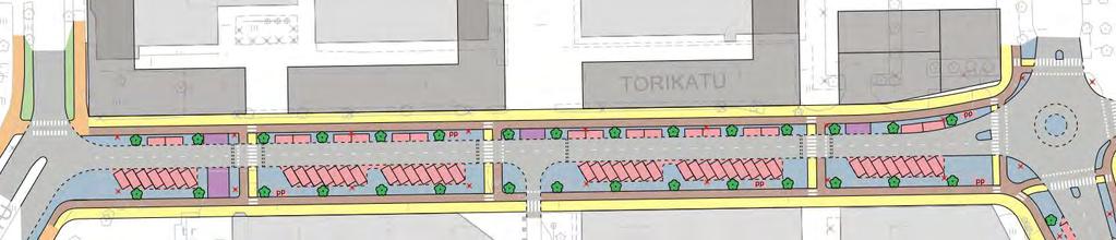 TORIKATU Torikadun uudistaminen suunniteltiin siten, että katu voidaan uusia ennen kuin kadun pohjoispuolen rakennuskanta uusiutuu.