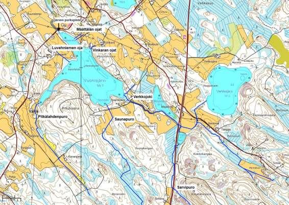 16 veen päätyvää ravinnekuormaa riittävän tehokkaasti sekä se, että ne sopivat ympäristöönsä aiheuttamatta haittaa maa- ja metsätaloudelle. Kuva 4. Vuonisjärveen laskevat joki- puro ja ojauomat.