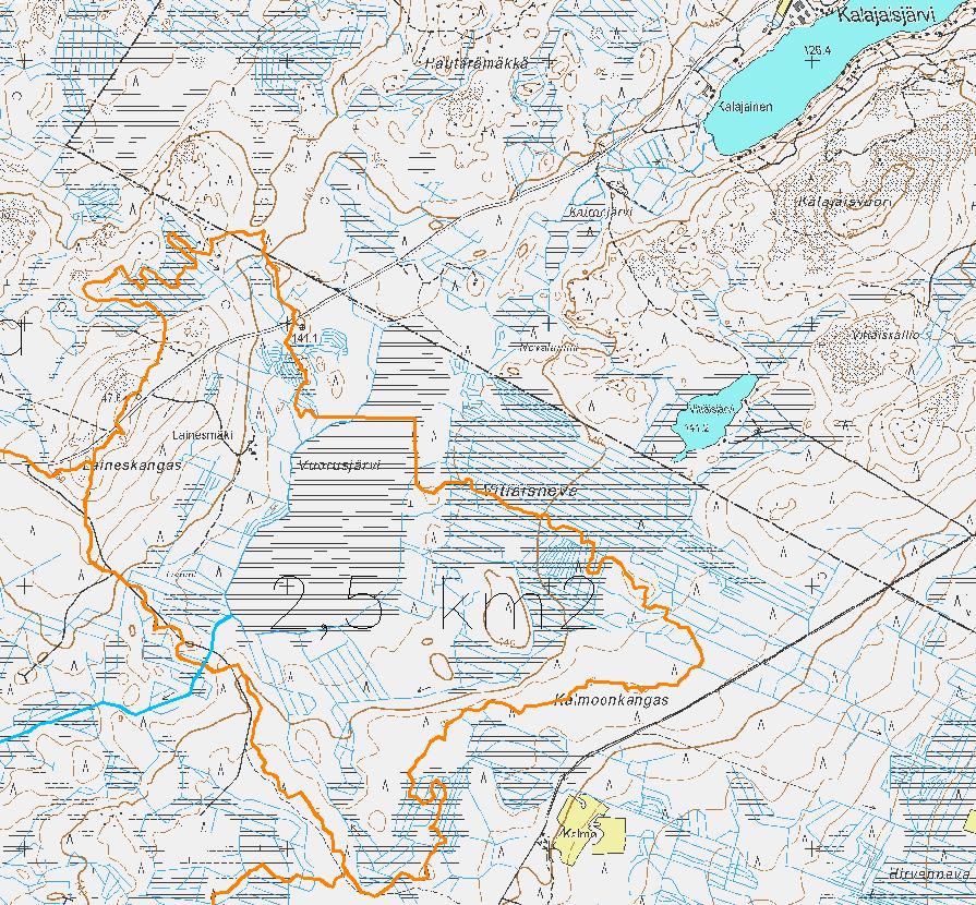 Vuorusjärven alueen kääntö takaisin Kalajaisjärven