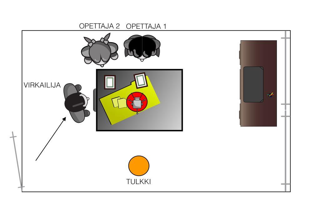 42 on oikeasti keskellä tilaa tanko, joka häiritsee viittomakielen opetusta.