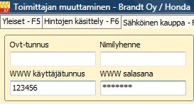 Brandtin Extranetin tunnukset tarvitaan saatavuuskyselyä varten.