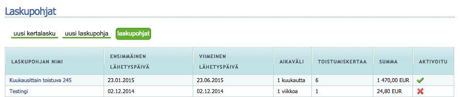 Voit lisätä useamman rivin laskupohjalle "Lisää rivi"-painikkeella ja poistaa ylimääräisiä rivejä laskurivin oikeassa reunassa olevasta punaisesta painikkeesta.