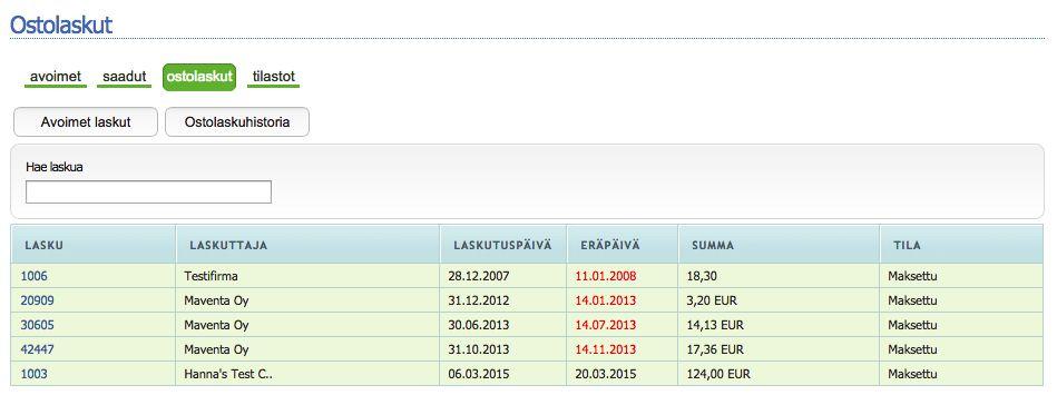 8.5.Tilastot Käyttäjä, jolla on ylläpitäjän oikeudet pääsee myös tarkastelemaan yrityksen laskutukseen liittyviä tilastoja.