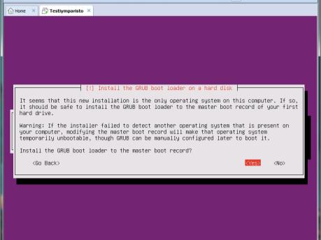 Linux testiympäristön asennus lopuksi asennetaan Grub