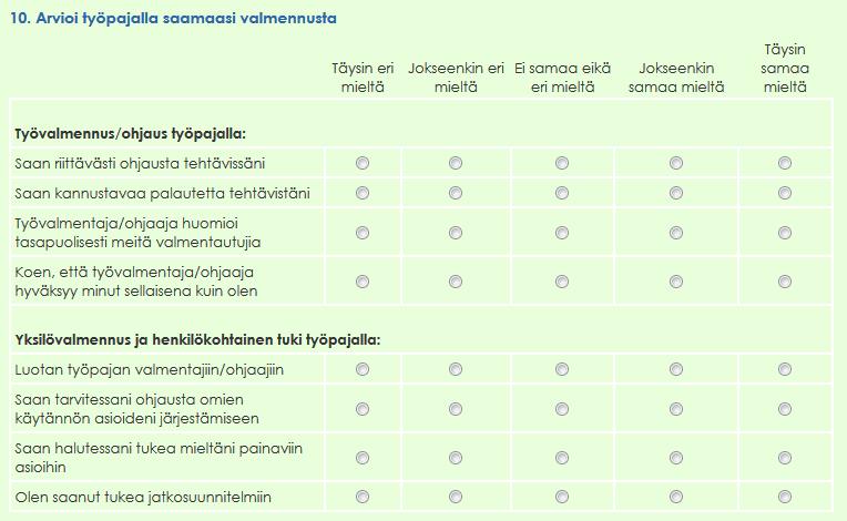 Työpajatoiminnan arviointikysymyksiä Työ-