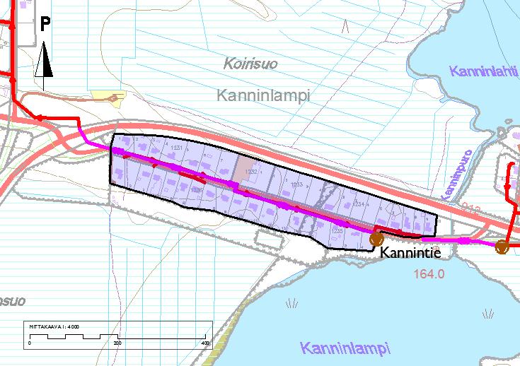 m3 45 (82) Kuva 25. Kannintien osa-alue Pumppaamopiirin osa-alueen keskimääräiset virtaamat vuosilta 2014-2016 olivat 16,1-30,8 m 3 /d.