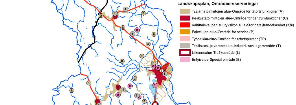 Kuva 31. Suunniteltu maankäyttö Kyrönjoen vesistöalueella.