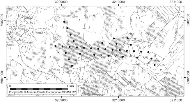 Korsnäsissä tutkitut suot ja niiden turvevarat 17. Pitsjömossen Pitsjömossen (kl. 1242 05, x=6981,4, y=3209,5) sijaitsee noin 8 km Korsnäsin keskustasta koilliseen.