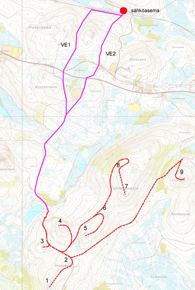 Untamovaaran 20 kv keskijänniteilmajohto on ainut uusi ilmajohto, joka rakennetaan.