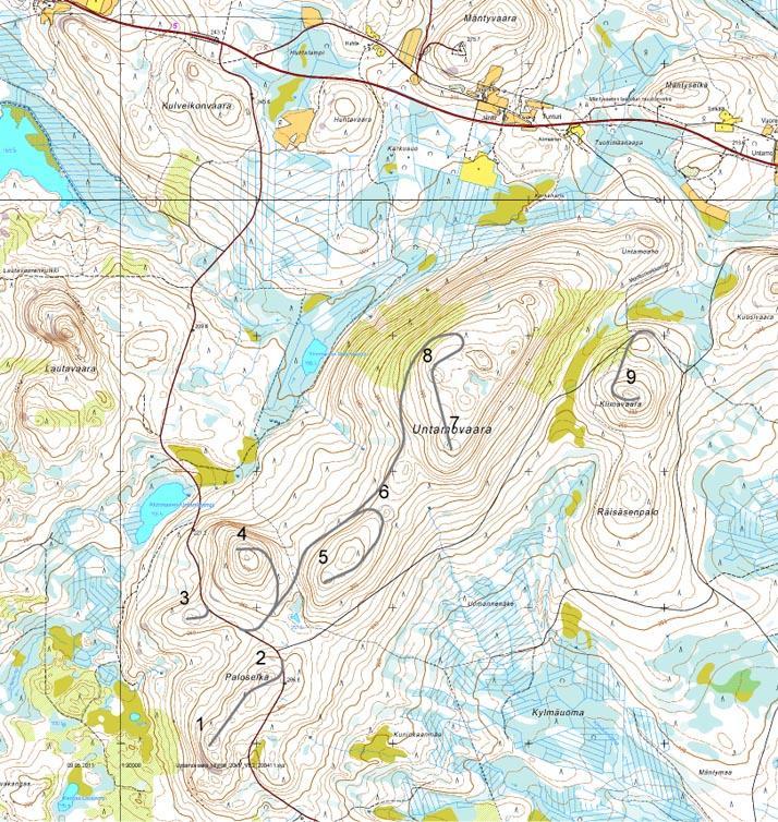 Kuva 12. Untamovaaran hankealueelle rakennettavat uudet tiet (harmaalla).