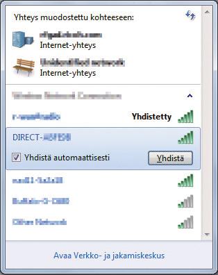 SP C260DNw/C262DNw Ota tietokoneen Wi-Fi Direct -toiminto käyttöön ennen seuraavan toimenpiteen suorittamista. Tietoja Wi-Fi Direct -toiminnon käyttöönotosta on tietokoneen käyttöohjeissa.